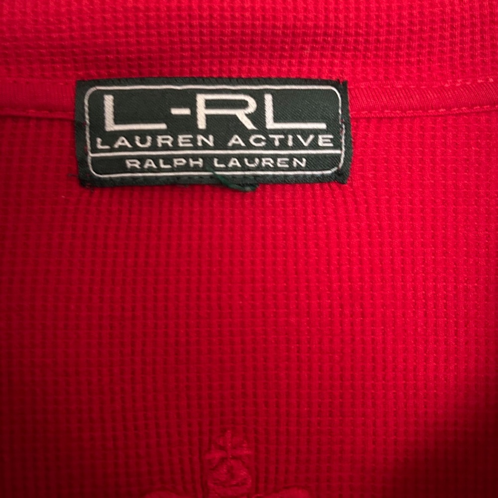 Ralph Lauren Logo Active Red Quarter Zip Pullover Jacket Drawstring Sweatshirt - Picture 6 of 8